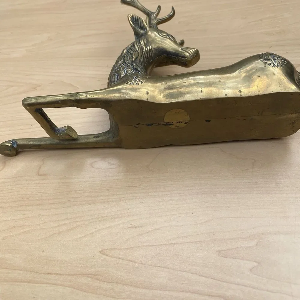 Vintage Solid Brass Metal Decorative Sarreid Deer Animal Statue Artwork Art